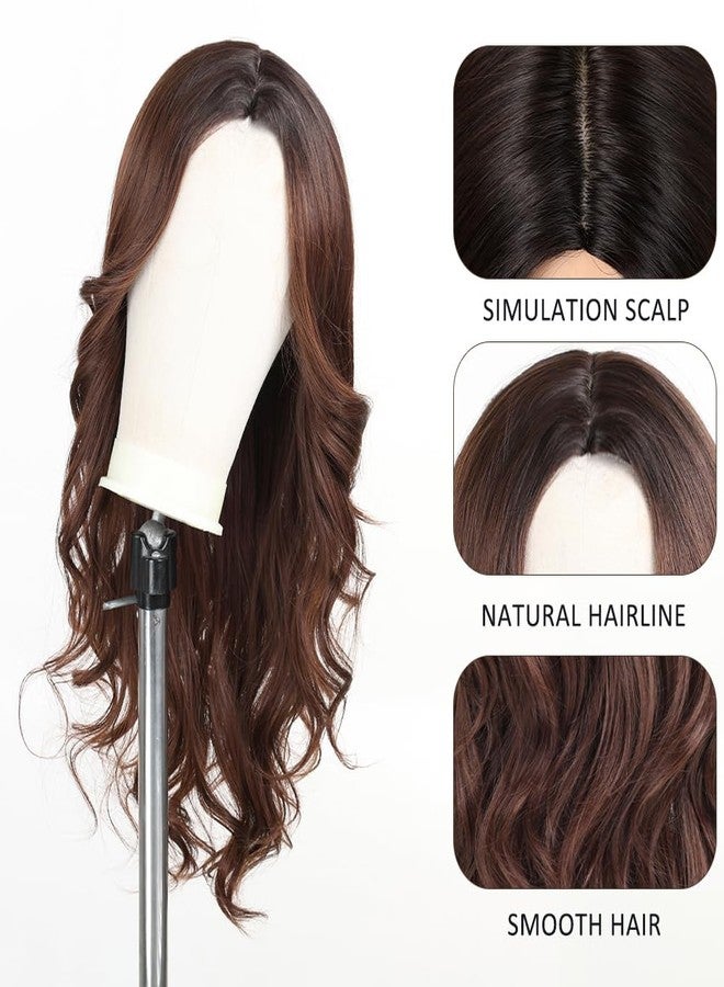 اسمي شعر مستعار بني طويل مموج من إسمي للنساء، شعر صناعي طبيعي، شعر مستعار أومبري للاستخدام اليومي والحفلات - Image 3